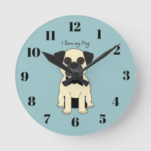 Relógio Redondo Eu Amo Meu Pug