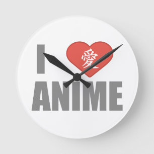 Relógio Redondo Eu amo o Anime
