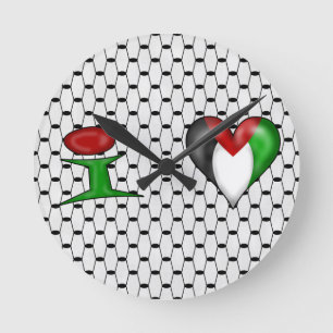 Relógio Redondo Eu amo Palestina I Heart Palestine