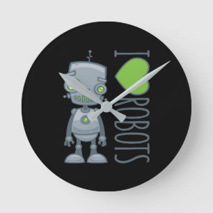 Relógio Redondo Eu amo robôs