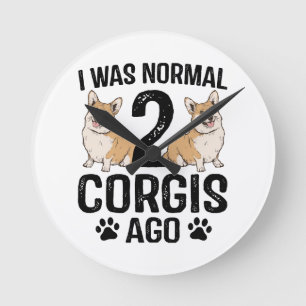 Relógio Redondo Eu Era Normal 2 Corgis Atrás Cachorro