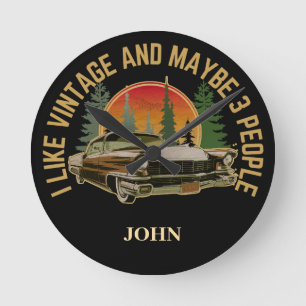 Relógio Redondo Eu gosto de vintage e talvez 3 pessoas personaliza