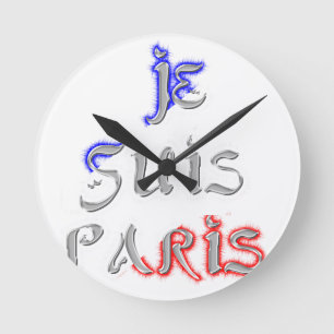 Relógio Redondo Eu Sou Paris Eu Amo Paris Impressão de Arte de Tex
