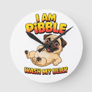 Relógio Redondo Eu Sou Pibble Lave Minha Barriga