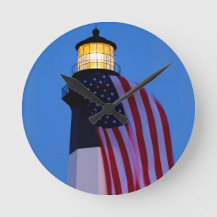Relógio Redondo EUA, Geórgia, ilha de Tybee, bandeira que voa 2
