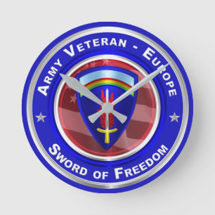 Relógio Redondo Exército Veterano-Europa Guarda-Guarda-Parede