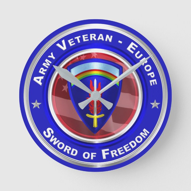 Relógio Redondo Exército Veterano-Europa Guarda-Guarda-Parede (Frente)