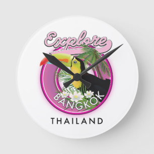Relógio Redondo explorar logotipo de viagem Banguecoque indonésia