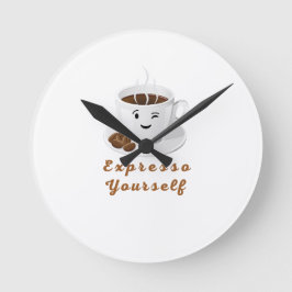 Relógio Redondo Expresso Yourself – Funny Smiling Coffee Tee