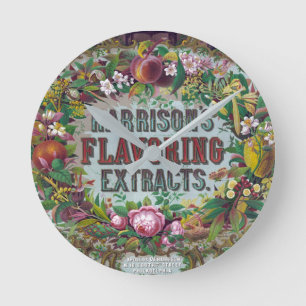 Relógio Redondo Extratos de fruta floral vitorianos