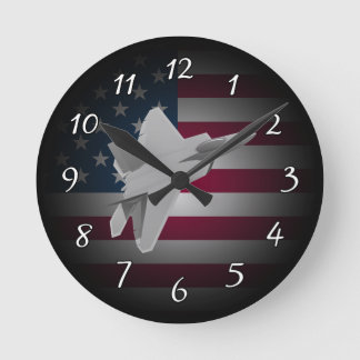 Relógio Redondo F-22 Jato de guerra militar