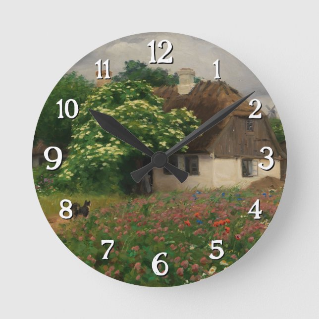 Relógio Redondo Fábrica com Flores-Prados (Frente)