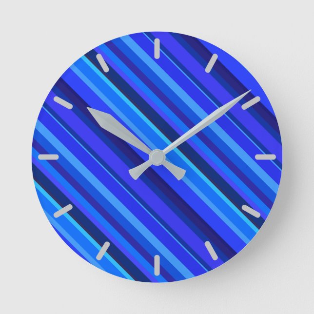 Relógio Redondo Faixa diagonal azul (Frente)