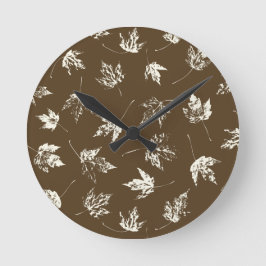 Relógio Redondo Fall Maple Folhas em castanho - padrão perfeito.