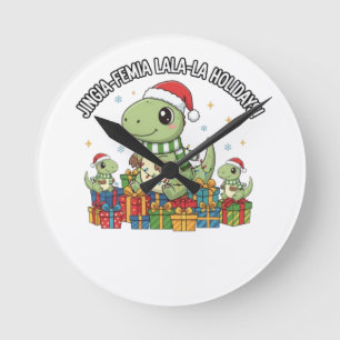 Relógio Redondo Família de Dinossauros de Natal Fofo – Presentes F