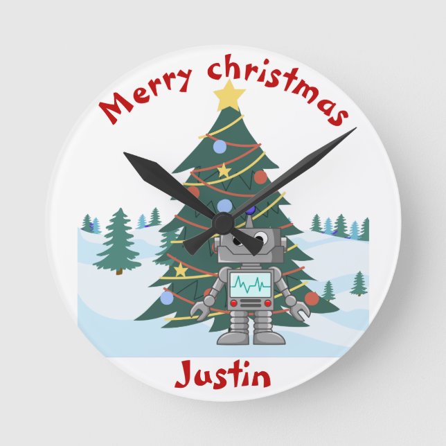 Relógio Redondo família de presentes de natal, personalize o nome  (Frente)