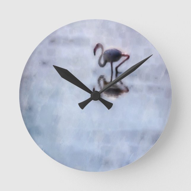 Relógio Redondo Famingo Caminhando Na Água Da Heather (Frente)