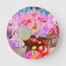 Relógio Redondo Fantasia de Doces Loja de Doces Personalizados est