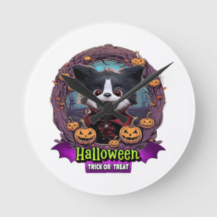 Relógio Redondo Fantasia de Halloween para Cachorro