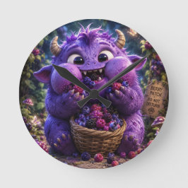 Relógio Redondo Fantasia de Monstro Fofo Bandido de Frutas Arte Fl