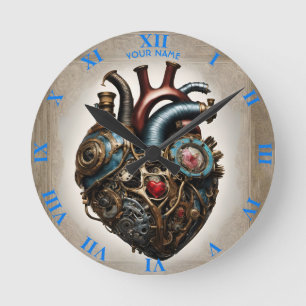 Relógio Redondo Fantasy Cute Steampunk Open Heart