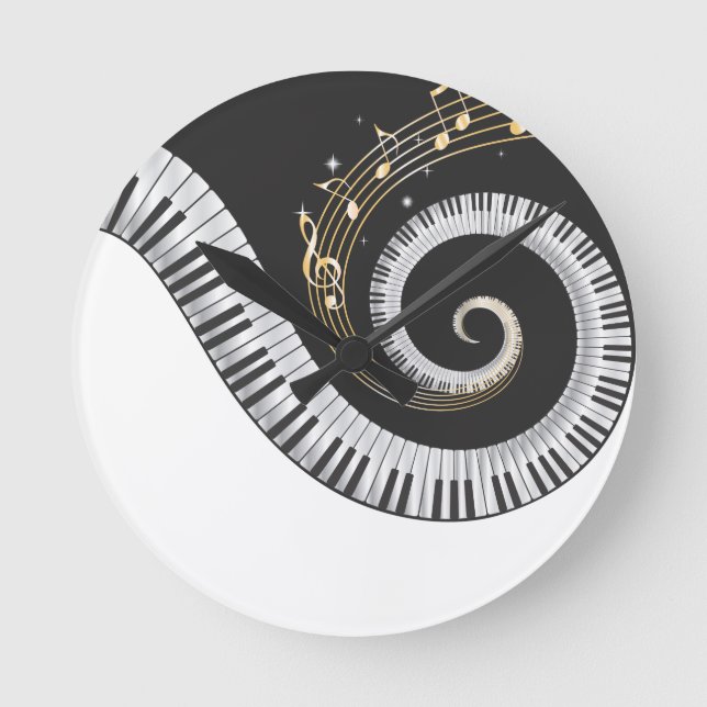 Relógio Redondo Fantasy Piano Music Lover Wall Clock (Frente)