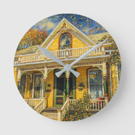 Relógio Redondo Fantasy Yellow Victorian House
