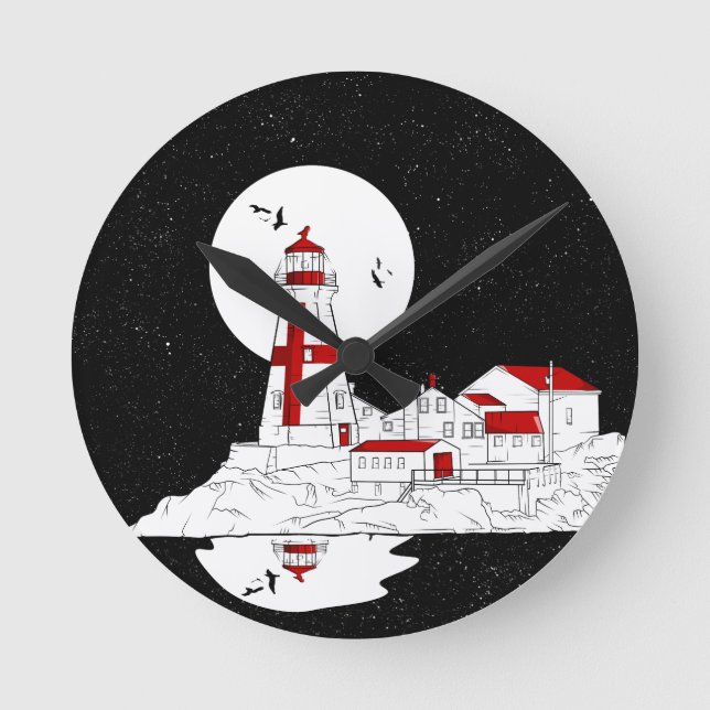 Relógio Redondo Farol de Cabeça Quadrada Oriental (Frente)
