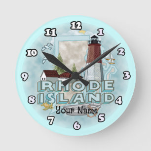 Relógio Redondo Farol de Rhode Island