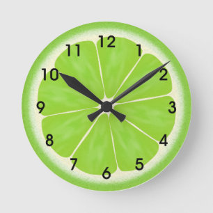 Relógio Redondo Fatia verde dos citrinos do limão