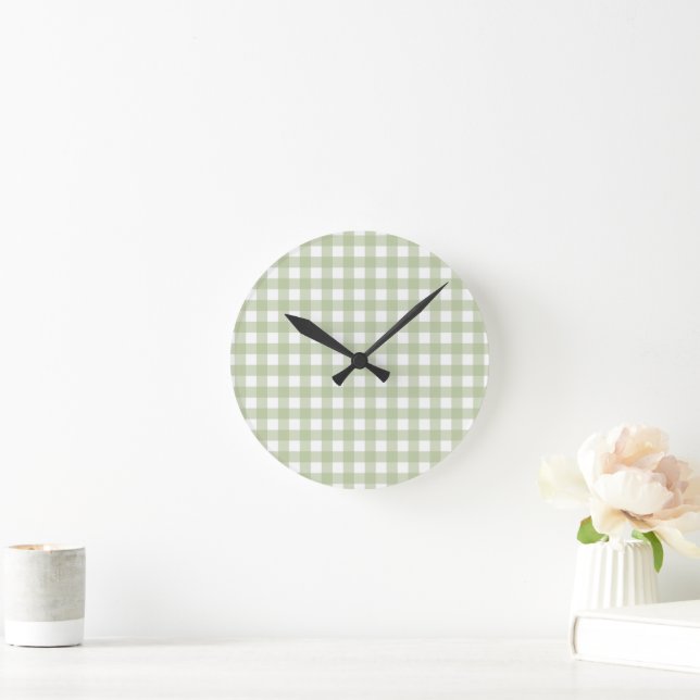 Relógio Redondo Faye e Lauren Green Gingham Wall Clock (Lar)