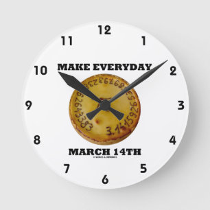 Relógio Redondo Fazer 14 de Marcha Diária (Math Pi Pie Humor)