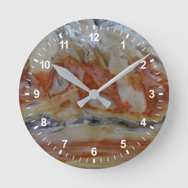 Relógio Redondo Fecho Da Madeira Petrificada (Frente)