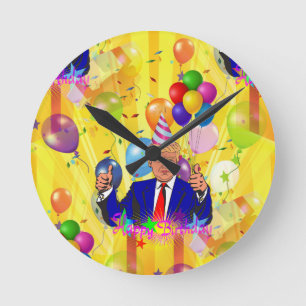 Relógio Redondo feliz aniversário donald trump