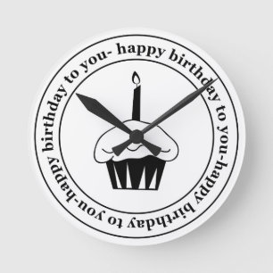 Relógio Redondo Feliz aniversário para o seu círculo de cupcake