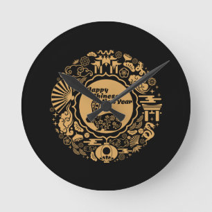 Relógio Redondo Feliz Ano Novo Chinês do Coelho