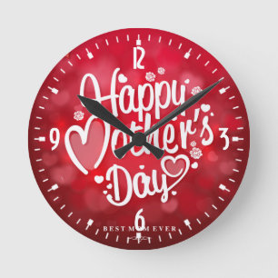 Relógio Redondo Feliz Dia das Mães Tipografia-23534