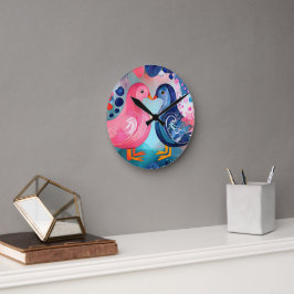 Relógio Redondo feliz dia de os namorados "Um Beijo em Penas"