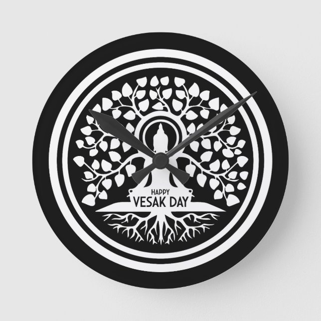 Relógio Redondo Feliz Dia do Vesak (Frente)