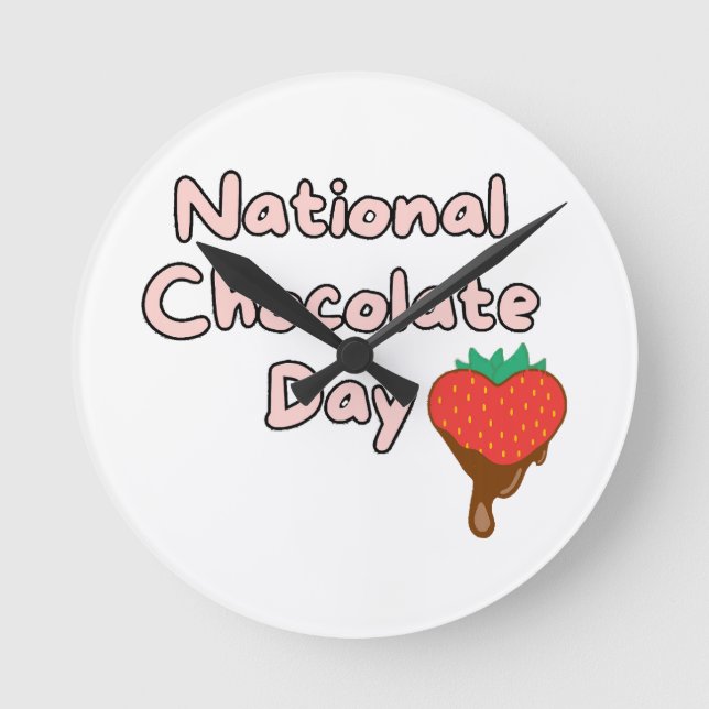 Relógio Redondo Feliz dia nacional do chocolate (Frente)