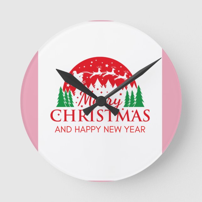 Relógio Redondo Feliz Natal E Feliz ano novo (Frente)