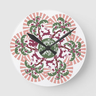 Relógio Redondo Feliz Natal Palm Tree Mandala