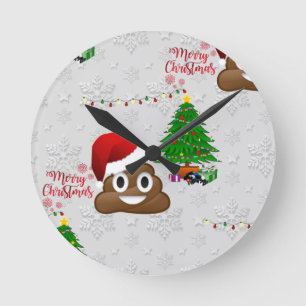 Relógio Redondo feliz natal poo emoji