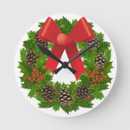 Relógio Redondo Feliz Natal Wreath