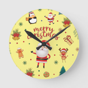 Relógio Redondo Feliz Padrão de Natal
