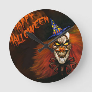 Relógio Redondo Feliz Palhaço Assustador do Halloween