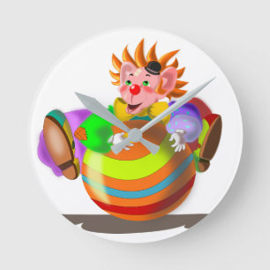 Relógio Redondo Feliz Palhaço com Bola - Circo - Pintura Divertid