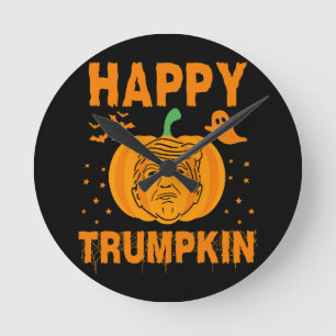 Relógio Redondo Feliz Trumpkin Faça o Halloween Grande Novamente
