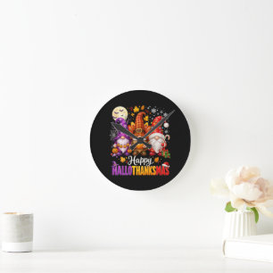 Relógio Redondo Felizes Gnomos de HalloObrigadoNatal