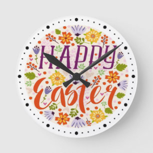 Relógio Redondo Felz pascoa com Flores-23143 Latte Mug